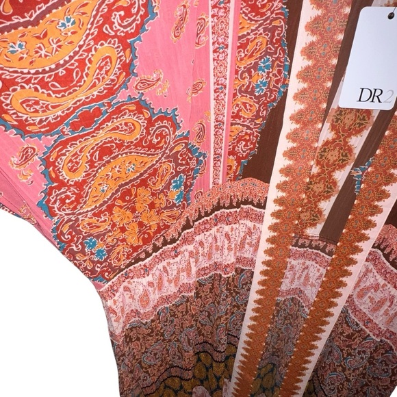 NWT DR2 by Daniel Rainn Pleated Paisley Kimono Bohemian OSFA Euro Summer Beach - Picture 3 of 6